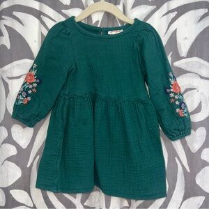 Cat & Jack Green Floral Embroidered Dress